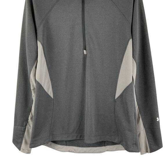 Under Armour Fitted Coldgear Gray 1/3 Zip Mock Neck Pullover Sweater Size LG - Picture 3 of 6